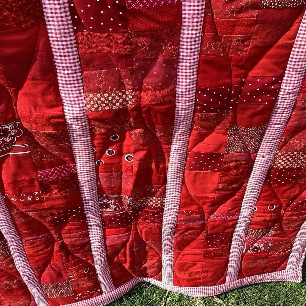 NWT Hand Crafted “Red Coins” Quilt